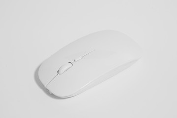 Modern White wireless computer mouse isolated on white background
