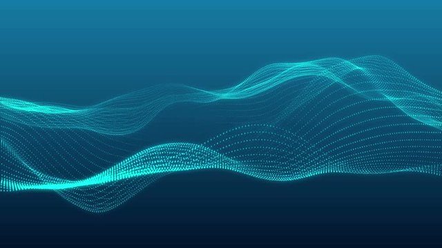 Abstract fractal digital landscape, 3D rendering abstract music background.Cyber or technology flowing particles wave background