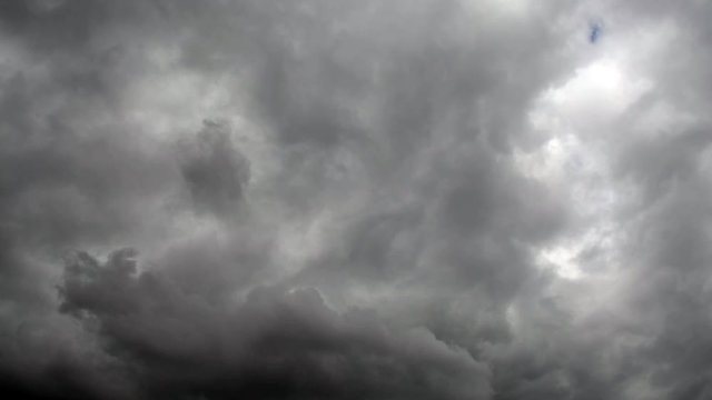 Gray clouds in the sky before the rain. Timelapse rainy sky with floating clouds.