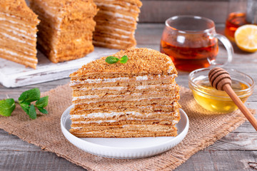 Homemade honey cake