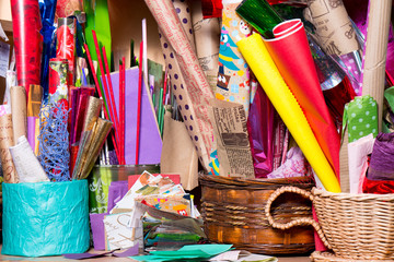 paper and materials for decorating bouquets