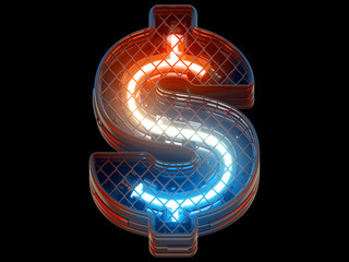 Futuristic light fence grid font.