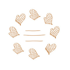 Oven gloves hand drawn doodle wreath for menu