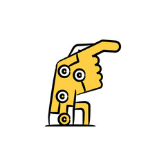 robotic hand, artificial intelligence concept yellow hand drawn theme