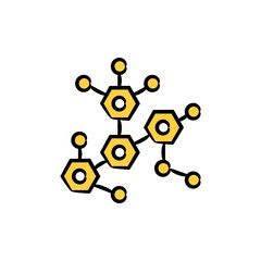 neural network and connection icon yellow hand drawn theme