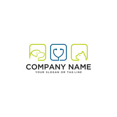 Design logo care about dog and cat health care vector