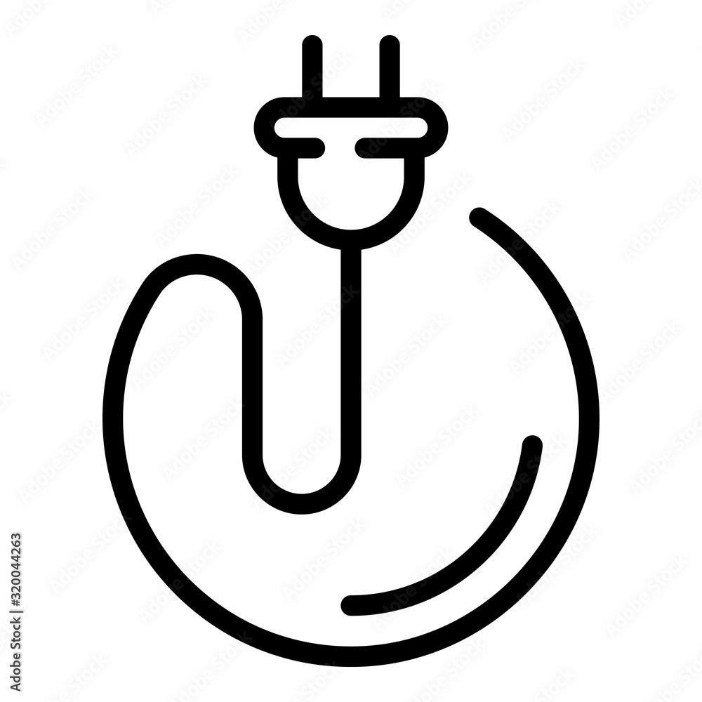 Poster cable with plug icon. outline cable with plug vector icon for web design isolated on white backgroun