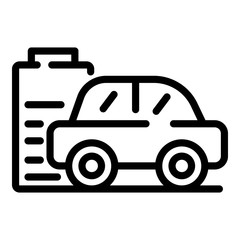 Car and battery icon. Outline car and battery vector icon for web design isolated on white background