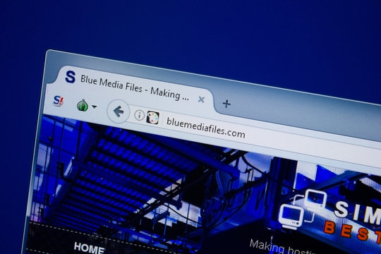 Ryazan, Russia - September 09, 2018: Homepage of Blue Media Files website on the display of PC, url - BlueMediaFiles.com