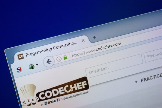 Ryazan, Russia - September 09, 2018: Homepage of Code Chef website on the display of PC, url - CodeChef.com