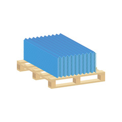 Roofing Sheet Iron on a pallet.Vector isometric and 3D view.