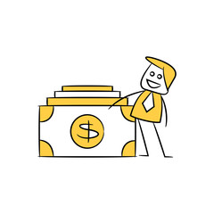 businessman and stack of money, financial concept