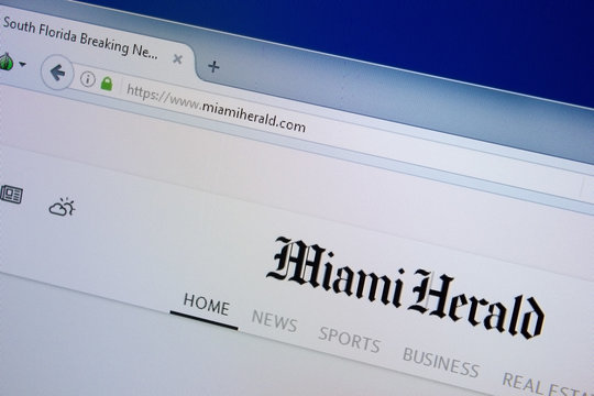 Ryazan, Russia - September 09, 2018: Homepage of Miami Herald website on the display of PC, url - MiamiHerald.com
