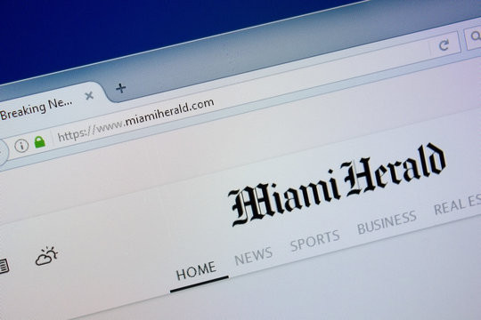 Ryazan, Russia - September 09, 2018: Homepage of Miami Herald website on the display of PC, url - MiamiHerald.com
