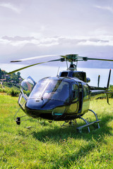 Helicopter at Lavaux, Lavaux-Oron district of Switzerland. Geneva Lake on the background