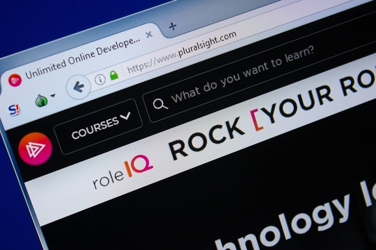 Ryazan, Russia - September 09, 2018: Homepage of Plural Sight website on the display of PC, url - PluralSight.com