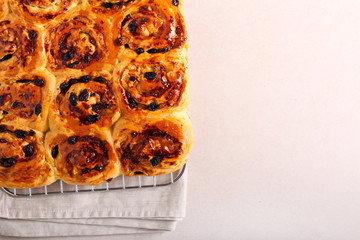 Fruit buns over wire rack