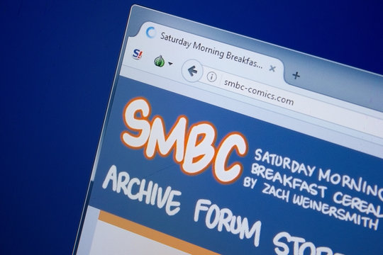 Ryazan, Russia - September 09, 2018: Homepage of Smbc-comics website on the display of PC, url - Smbc-comics.com
