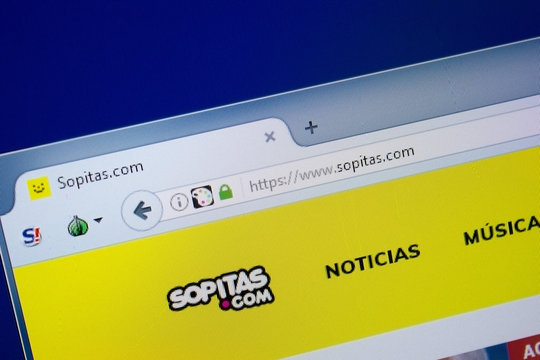 Ryazan, Russia - September 09, 2018: Homepage of Sopitas website on the display of PC, url - Sopitas.com