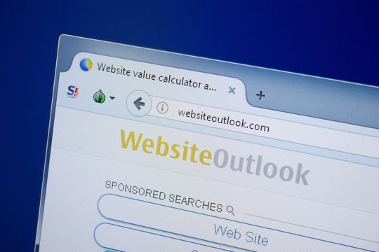 Ryazan, Russia - September 09, 2018: Homepage of Web Site Outlook website on the display of PC, url - WebSiteOutlook.com