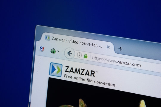 Ryazan, Russia - September 09, 2018: Homepage of Zamzar website on the display of PC, url - Zamzar.com
