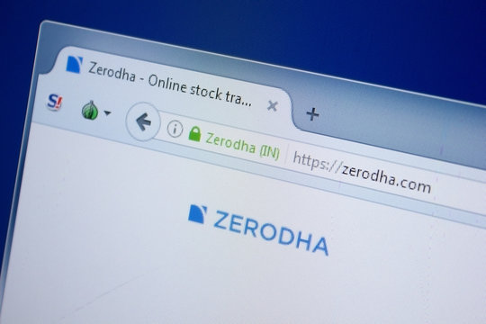Ryazan, Russia - September 09, 2018: Homepage of Zerodha website on the display of PC, url - Zerodha.com