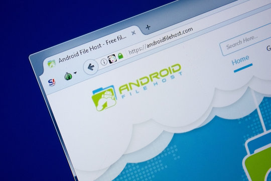 Ryazan, Russia - September 09, 2018: Homepage of Android File Host website on the display of PC, url - AndroidFileHost.com