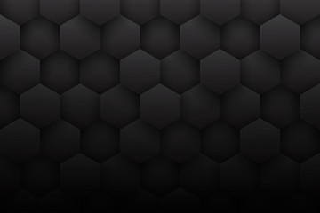 Dark 3D Hexagons Minimalist Black Abstract Background. Science Technology Three Dimensional Hexagonal Blocks Structure Conceptual Darkness Wallpaper In Ultra High Definition Quality