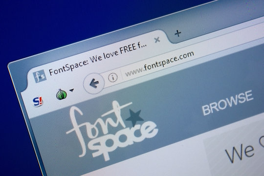 Ryazan, Russia - September 09, 2018: Homepage of Font Space website on the display of PC, url - FontSpace.com