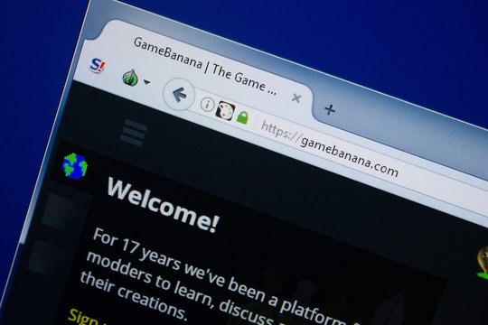 Ryazan, Russia - September 09, 2018: Homepage of Game Banana website on the display of PC, url - GameBanana.com