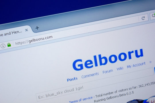 Ryazan, Russia - September 09, 2018: Homepage of Gelbooru website on the display of PC, url - Gelbooru.com