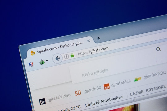 Ryazan, Russia - September 09, 2018: Homepage of Gjirafa website on the display of PC, url - Gjirafa.com