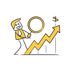 financial analyst holding magnifier and graph, financial concept