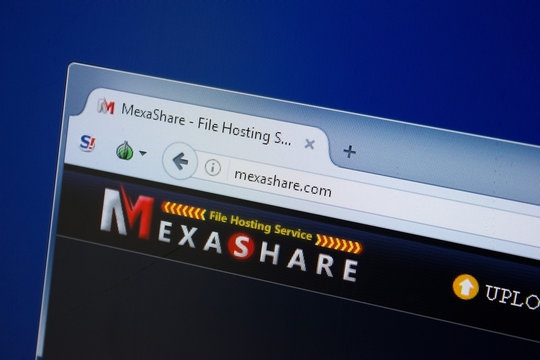Ryazan, Russia - September 09, 2018: Homepage of Mexa Share website on the display of PC, url - MexaShare.com
