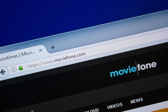 Ryazan, Russia - September 09, 2018: Homepage of Movie Fone website on the display of PC, url - MovieFone.com