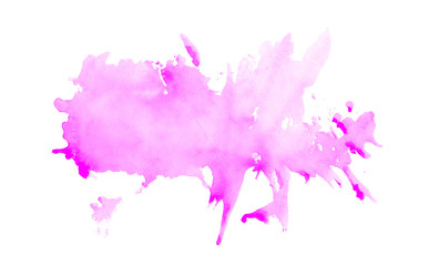 Bright watercolor pink stain drips. Abstract illustration on a white background