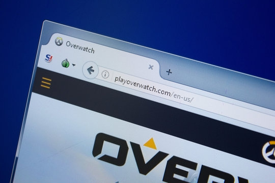 Ryazan, Russia - September 09, 2018: Homepage of Play Over Watch website on the display of PC, url - PlayOverWatch.com