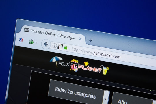 Ryazan, Russia - September 09, 2018: Homepage of Pelis Planet website on the display of PC, url - PelisPlanet.com