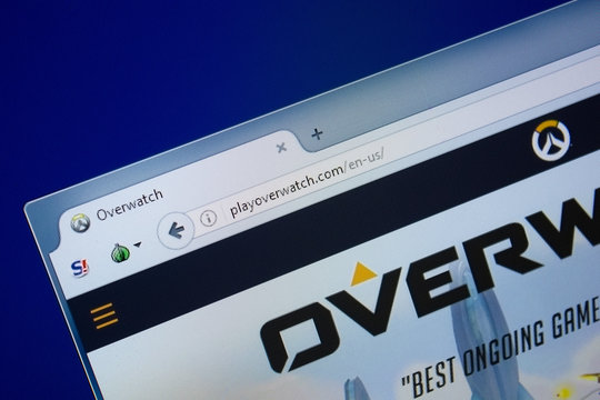 Ryazan, Russia - September 09, 2018: Homepage of Play Over Watch website on the display of PC, url - PlayOverWatch.com