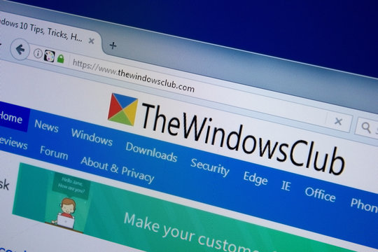 Ryazan, Russia - September 09, 2018: Homepage of The Windows Club website on the display of PC, url - TheWindowsClub.com