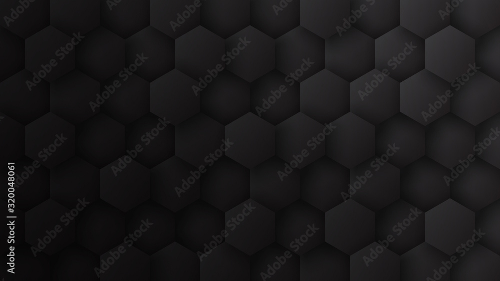 Poster 3d hexagon pattern dark gray abstract technological minimalist background. tech scientific concept h