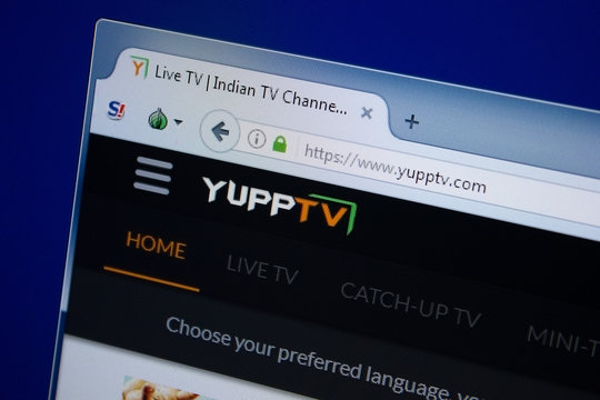 Ryazan, Russia - September 09, 2018: Homepage of Yupptv website on the display of PC, url - Yupptv.com