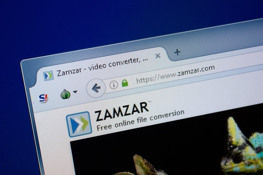 Ryazan, Russia - September 09, 2018: Homepage of Zamzar website on the display of PC, url - Zamzar.com