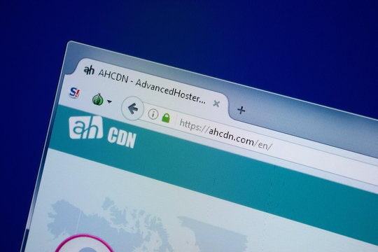 Ryazan, Russia - September 09, 2018: Homepage of Ahcdn website on the display of PC, url - Ahcdn.com