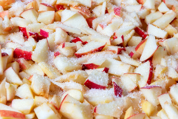 Chopped red apples  with sugar