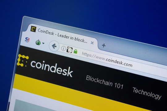 Ryazan, Russia - September 09, 2018: Homepage of Coin Desk website on the display of PC, url - CoinDesk.com