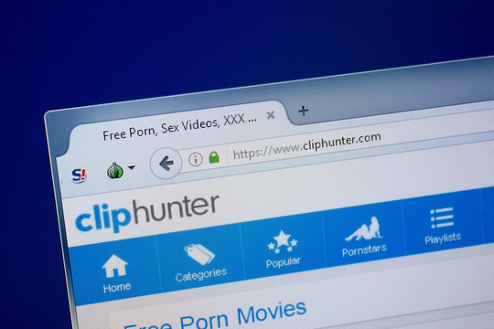 Ryazan, Russia - September 09, 2018: Homepage of Clip Hunter website on the display of PC, url - ClipHunter.com