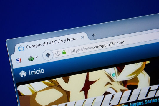 Ryazan, Russia - September 09, 2018: Homepage of Compucali Tv website on the display of PC, url - CompucaliTv.com