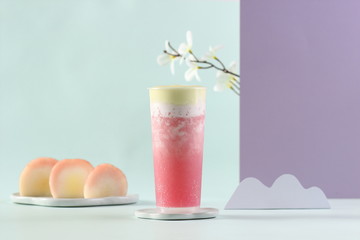 Fresh frozen peach milkshake,