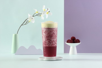 Fresh milk and bayberry milkshake